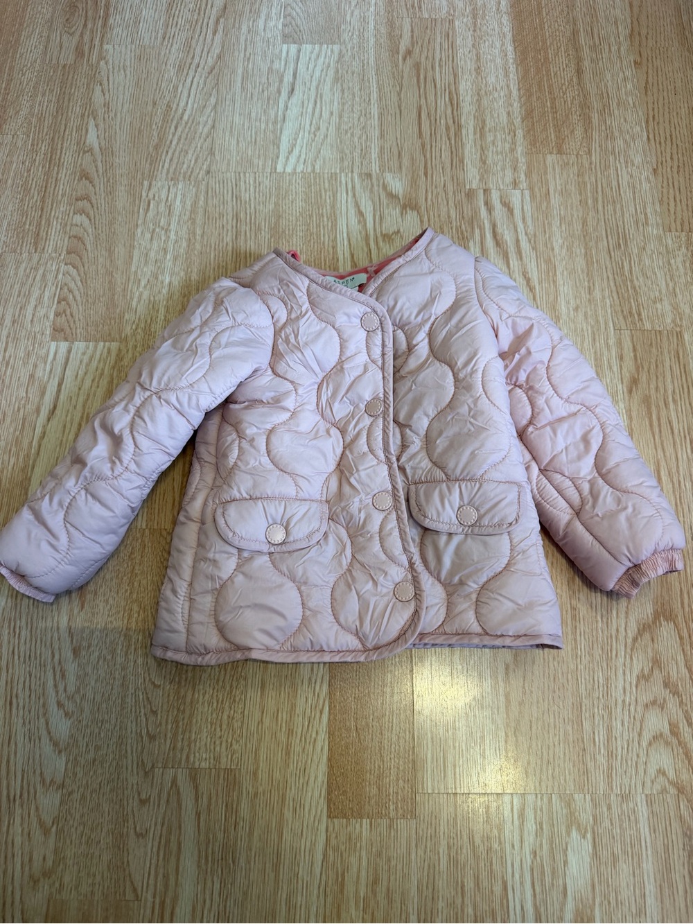 Aspen Kids Light Pink Onion Quilted Jacket Size 3T Floral Lining Outerwear